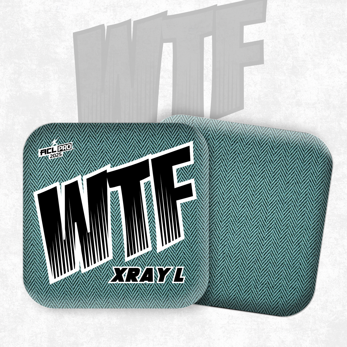 2026 WTF X-RAY Aqua/Black carpet - ACL Pro Stamped Cornhole Bags - Set of 4 bags