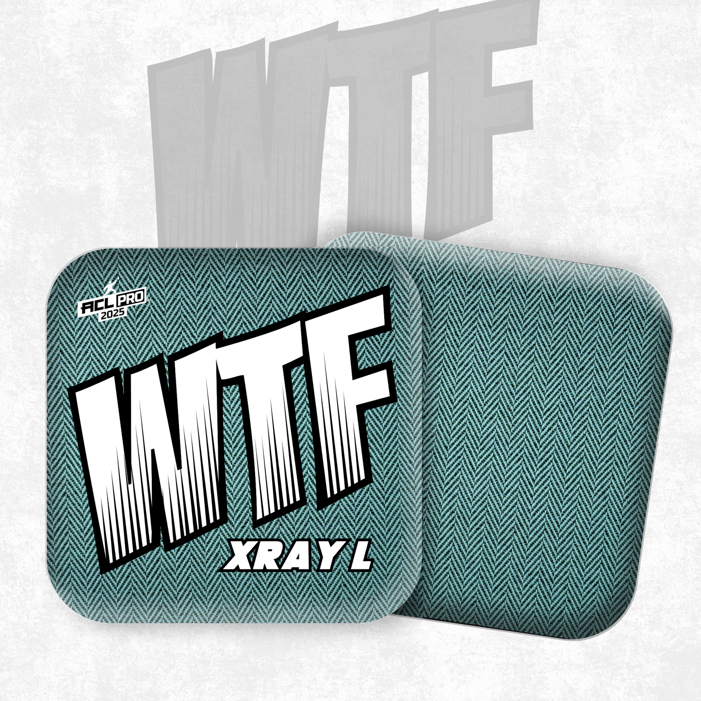 2026 WTF X-RAY Aqua/Black carpet - ACL Pro Stamped Cornhole Bags - Set of 4 bags