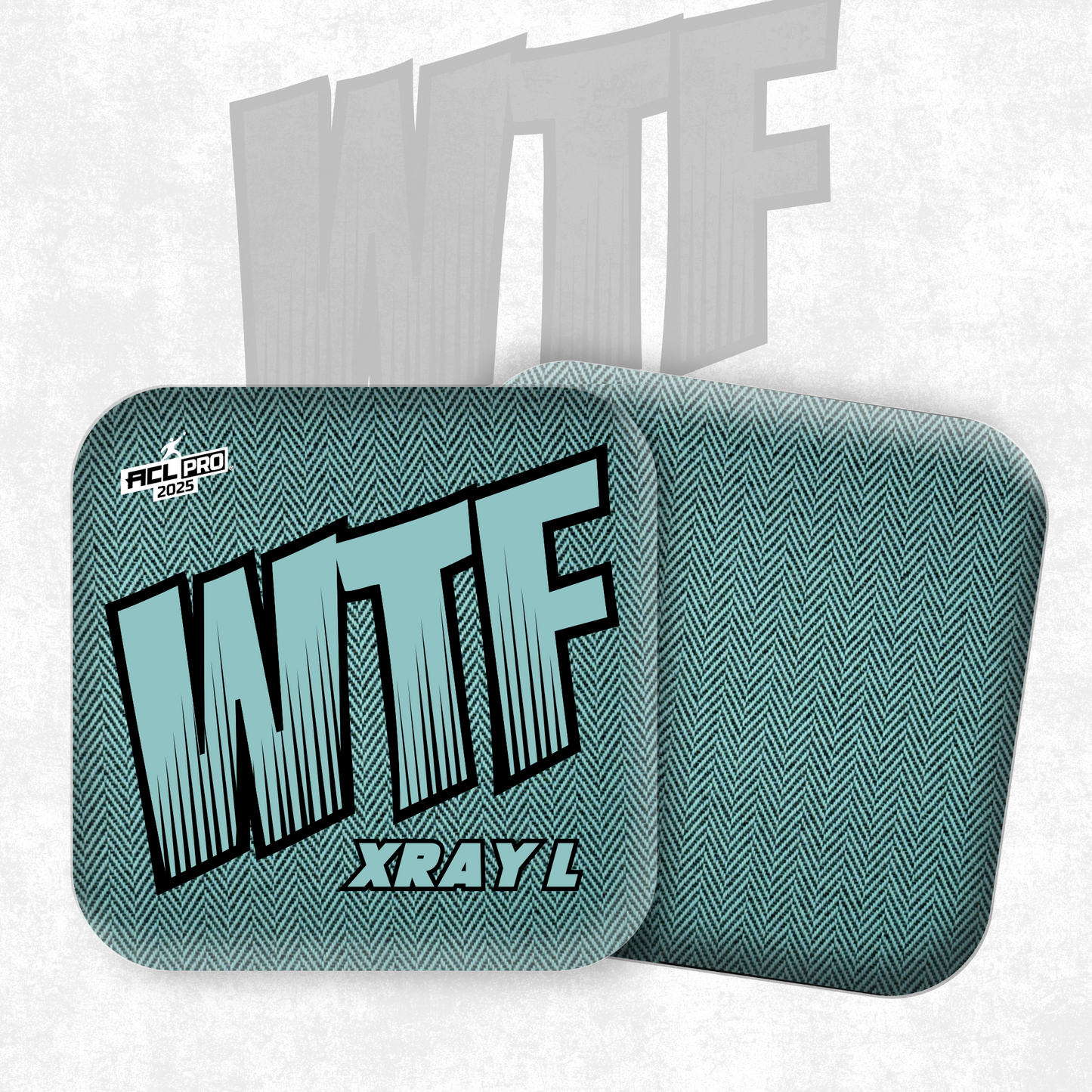 2026 WTF X-RAY Aqua/Black carpet - ACL Pro Stamped Cornhole Bags - Set of 4 bags