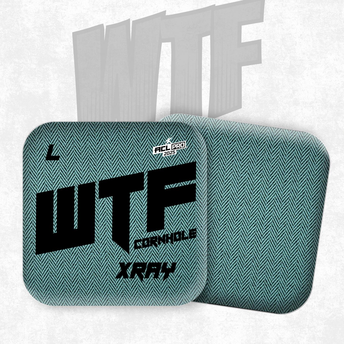 2026 WTF X-RAY Aqua/Black carpet - ACL Pro Stamped Cornhole Bags - Set of 4 bags