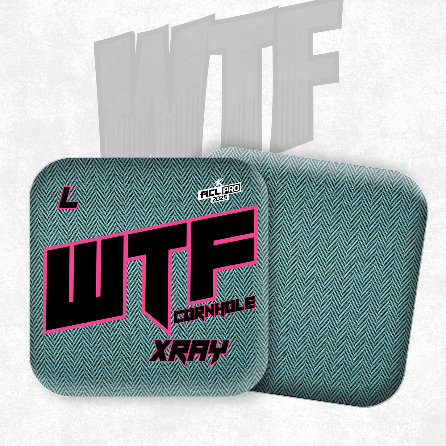 2026 WTF X-RAY Aqua/Black carpet - ACL Pro Stamped Cornhole Bags - Set of 4 bags