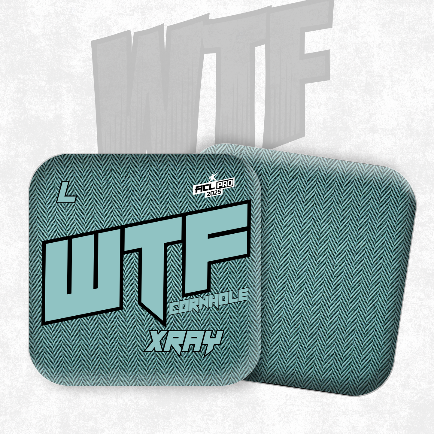 2026 WTF X-RAY Aqua/Black carpet - ACL Pro Stamped Cornhole Bags - Set of 4 bags