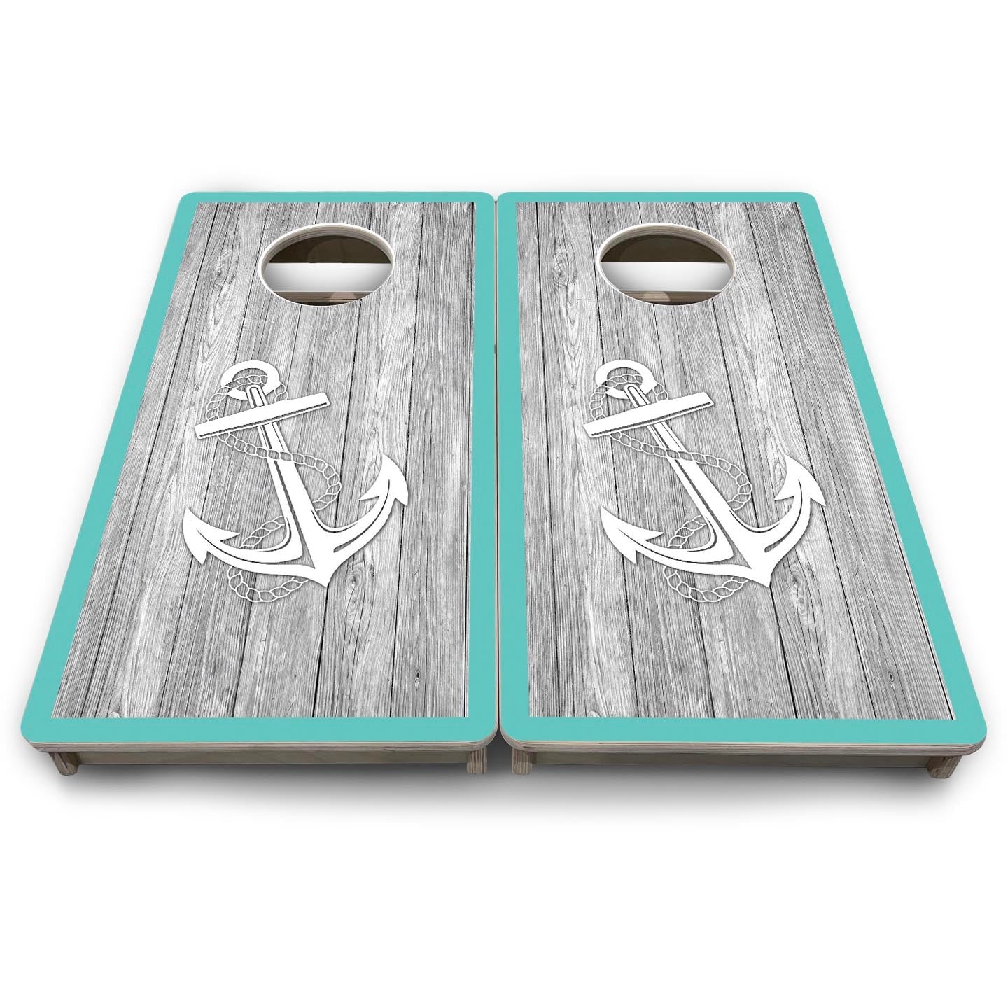 Coastal Anchor Teal - Mini or Vacation Size Cornhole Boards