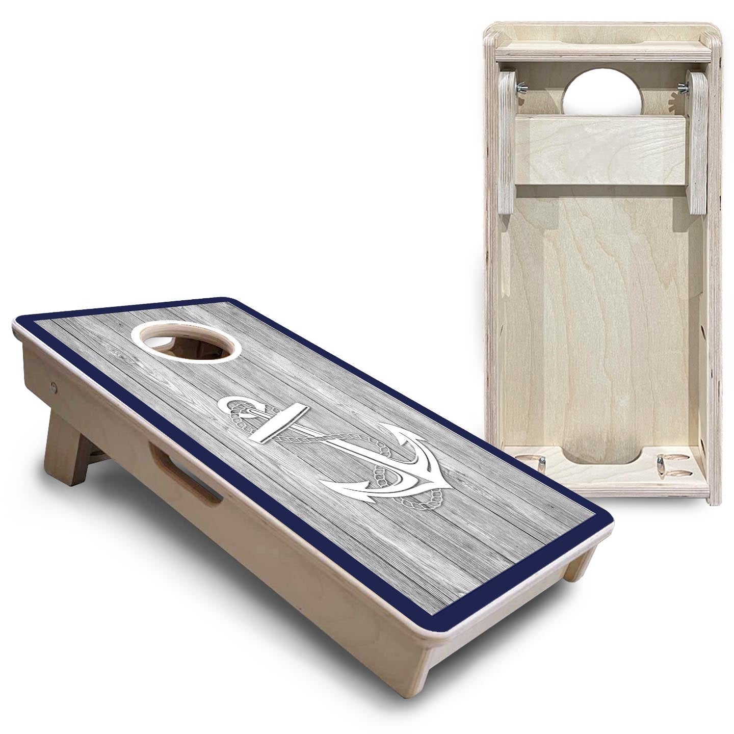 Coastal Compass & Anchor Navy - Mini or Vacation Size Cornhole Boards