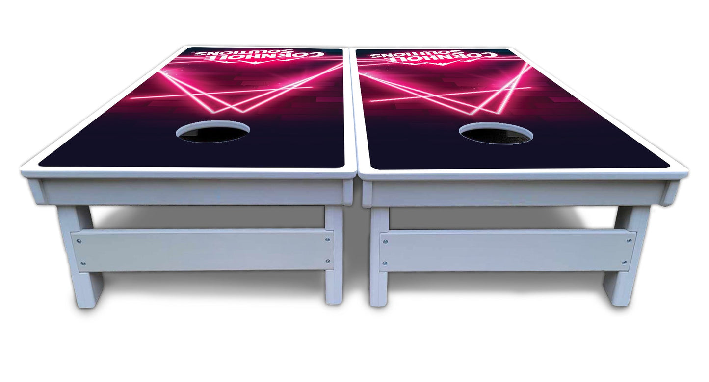 Neon Pink Target Cornhole Boards - All Weather Series
