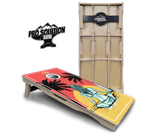Sunset Girl Cornhole Boards - Pro Solution Elite Series