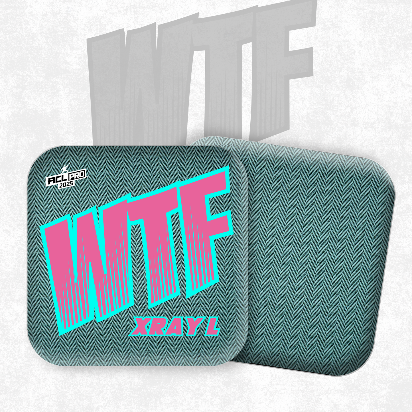 2026 WTF X-RAY Aqua/Black carpet - ACL Pro Stamped Cornhole Bags - Set of 4 bags