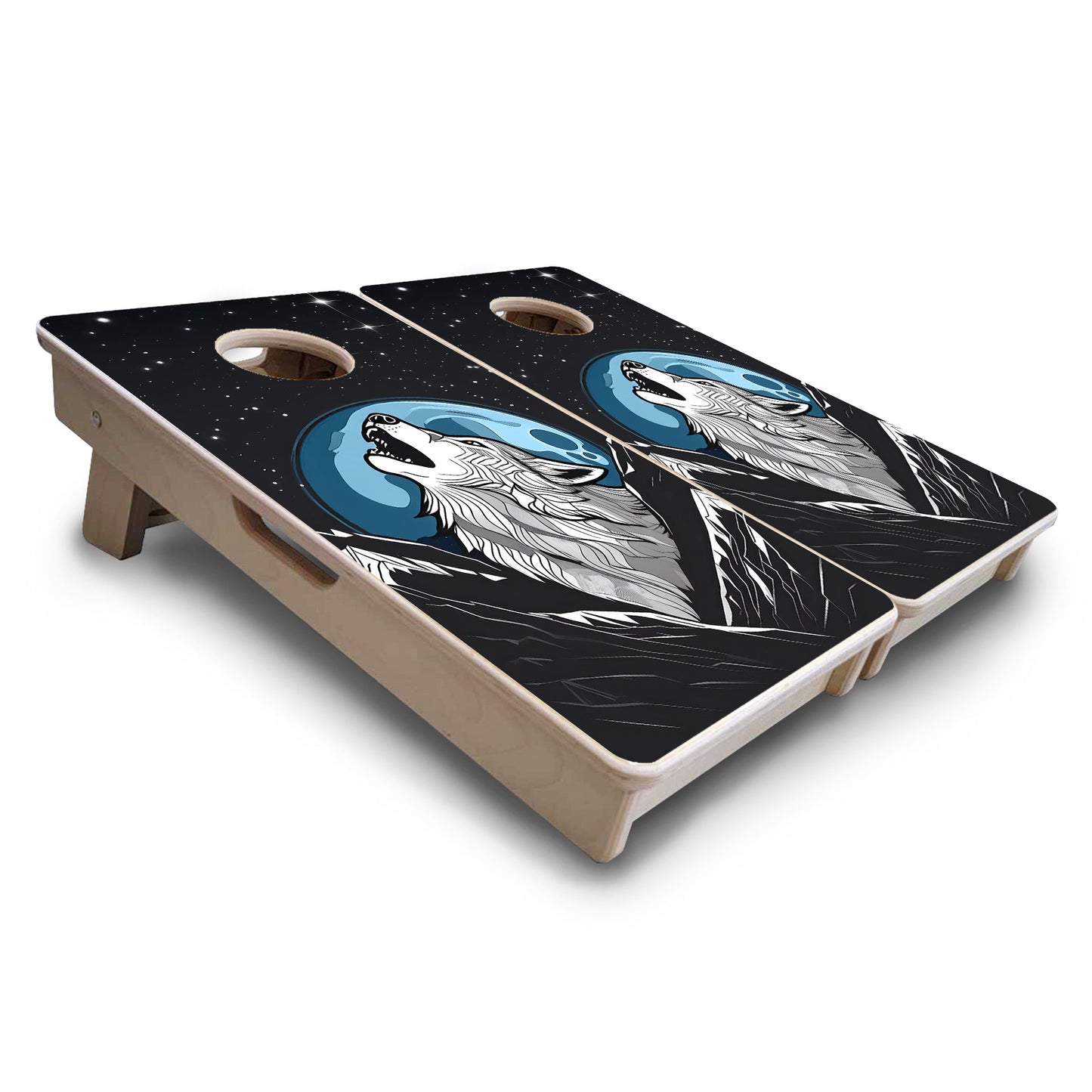 Mini Cornhole Boards - Wolf Howling