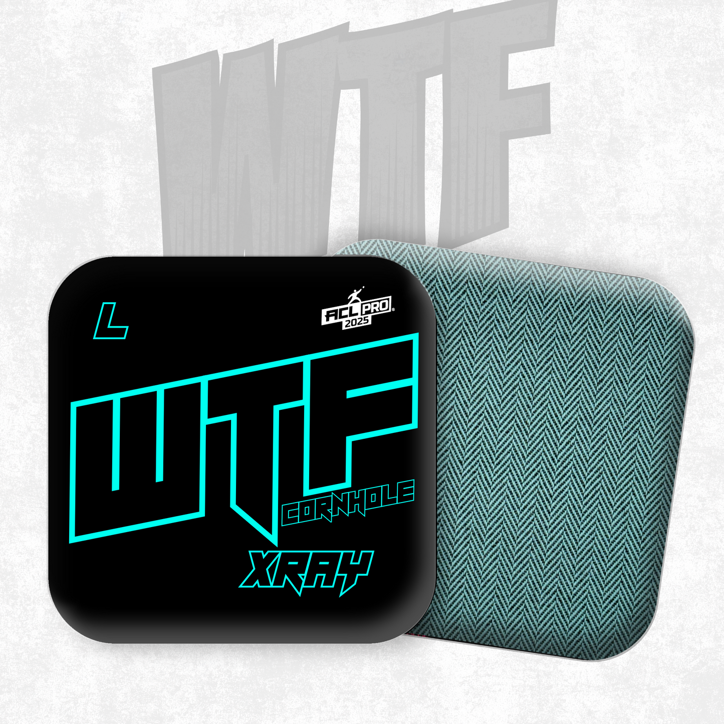 2026 WTF X-RAY Aqua/Black carpet - ACL Pro Stamped Cornhole Bags - Set of 4 bags