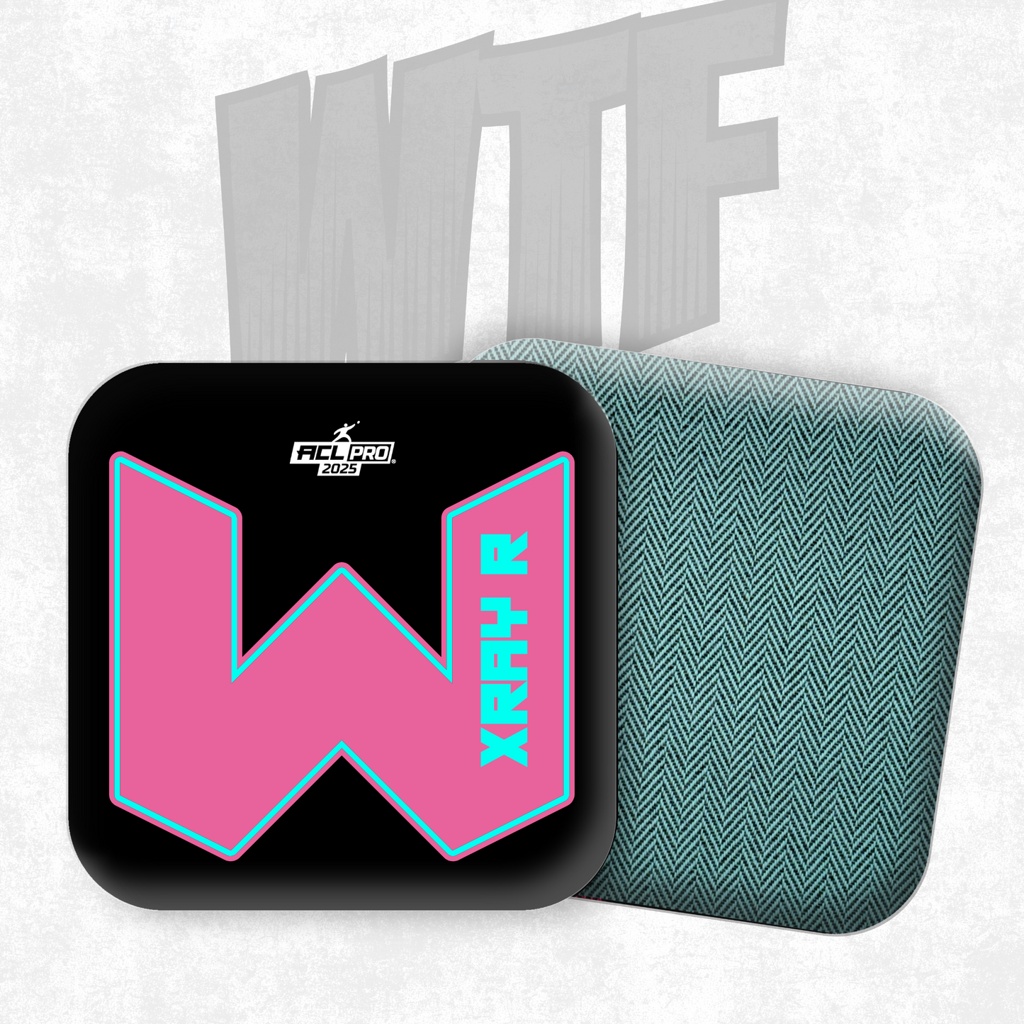 2026 WTF X-RAY Aqua/Black carpet - ACL Pro Stamped Cornhole Bags - Set of 4 bags