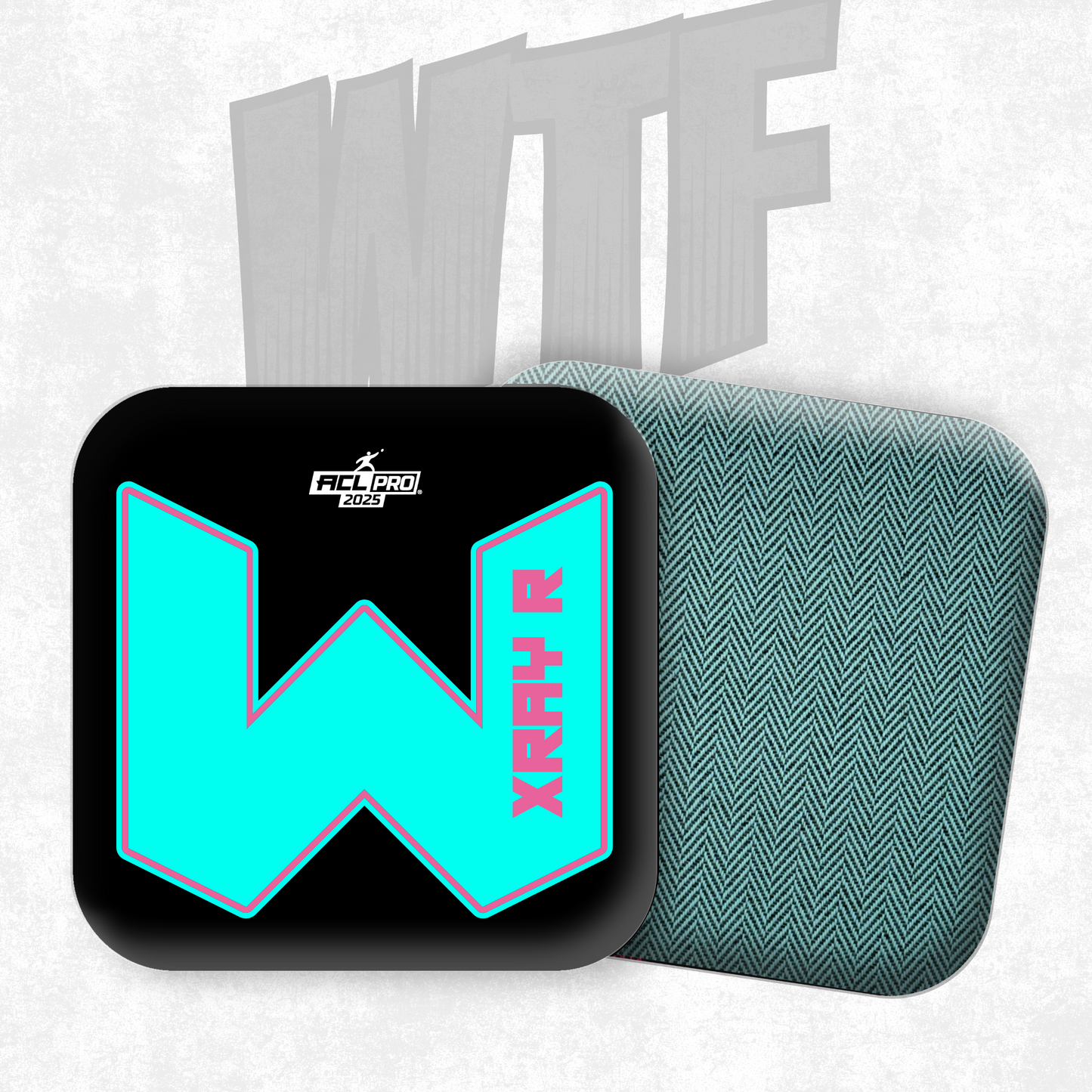 2026 WTF X-RAY Aqua/Black carpet - ACL Pro Stamped Cornhole Bags - Set of 4 bags