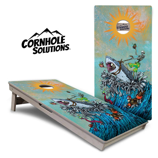 Artist Series Cornhole Boards - Professional Tournament Series - Great White Wave