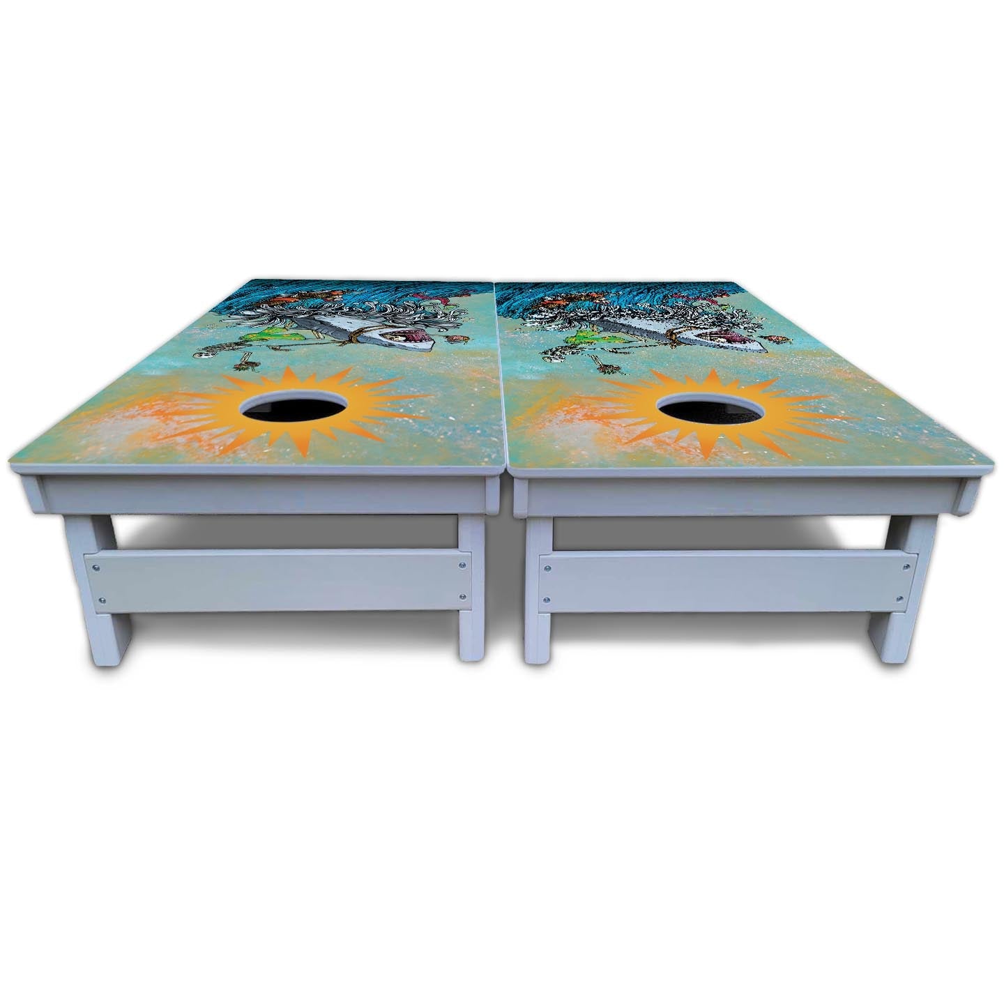 Artist Series Cornhole Boards - All Weather Series - Great White Wave