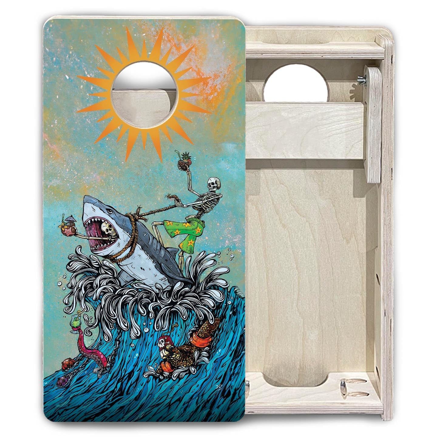 Great White Wave - Mini Cornhole Board Set (12" x 24") with 8 Mini Bags