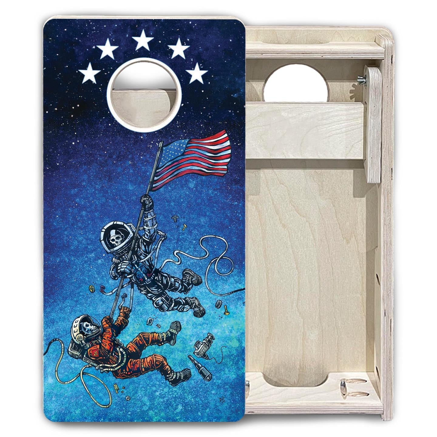 Space Race – Mini Cornhole Board Set (12" x 24") with 8 Mini Bags