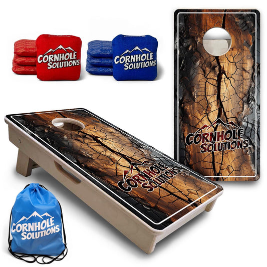 Distressed Live Edge - Mini Cornhole Board Set (12" x 24") with 8 Mini Bags