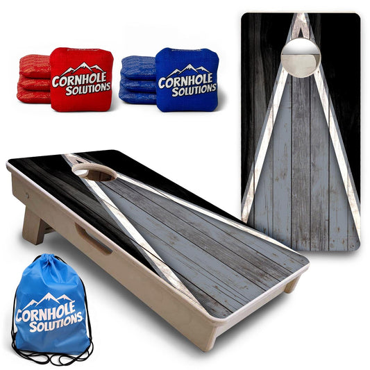 Team Color Triangle - Mini or Vacation Size Cornhole Boards (Grey & Black)