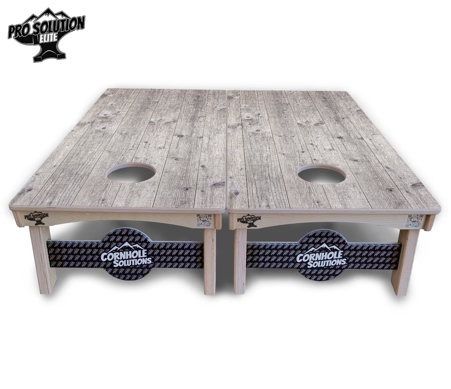 Driftwood Grey Stained Cornhole Boards - Pro Solution Elite Series