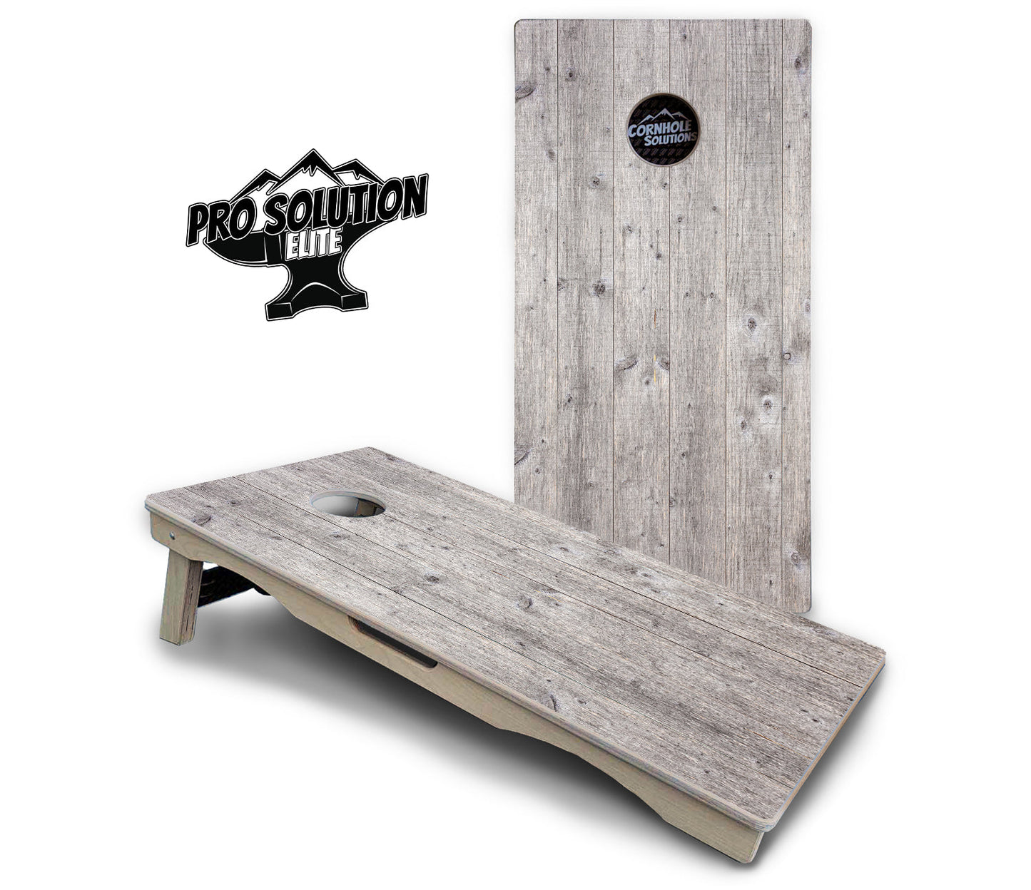 Driftwood Grey Stained Cornhole Boards - Pro Solution Elite Series