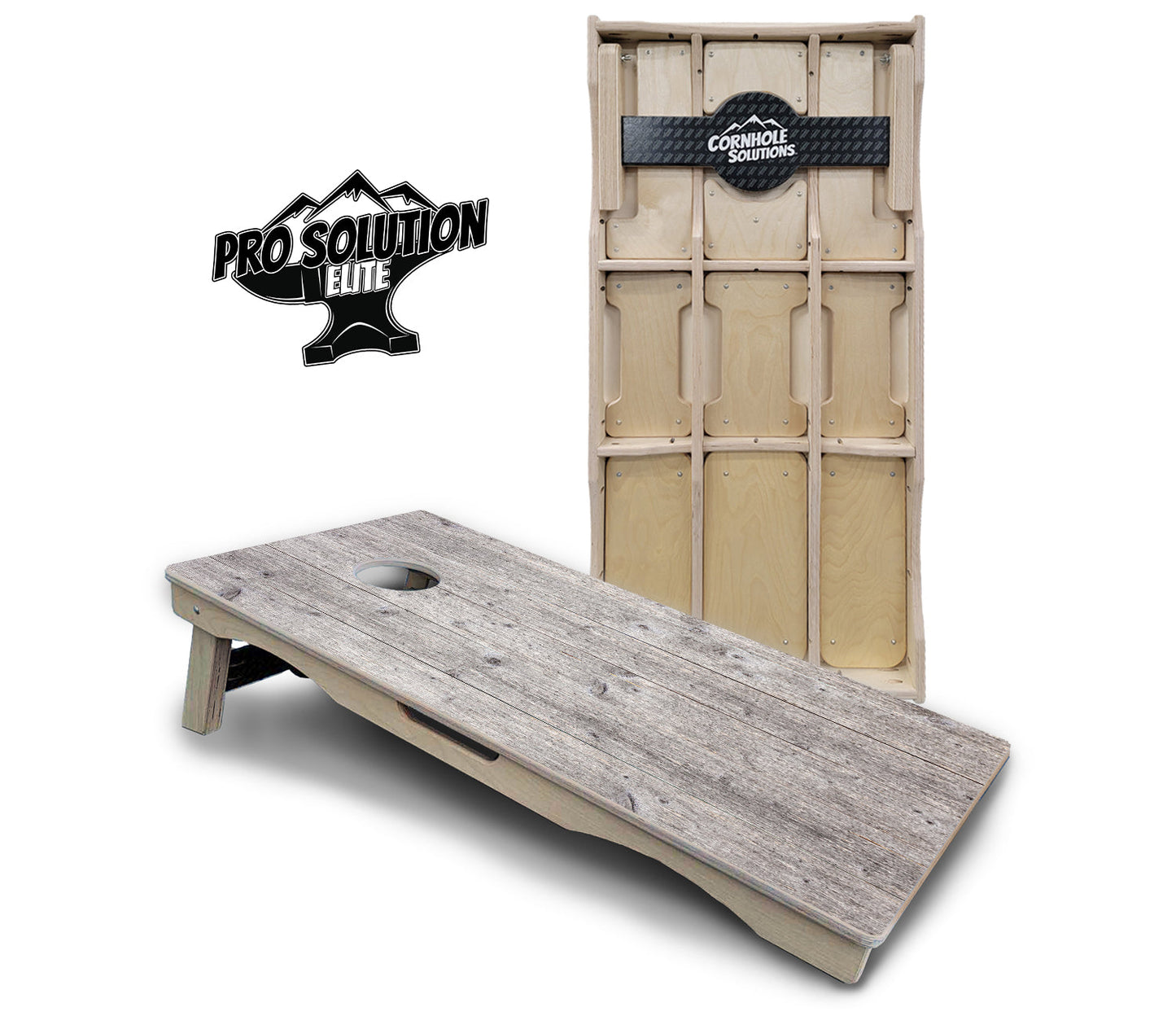 Driftwood Grey Stained Cornhole Boards - Pro Solution Elite Series