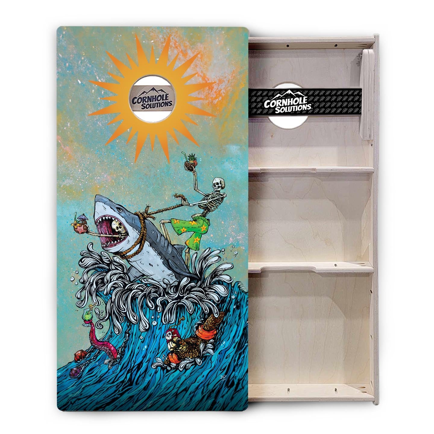 Artist Series Cornhole Boards - Professional Tournament Series - Great White Wave