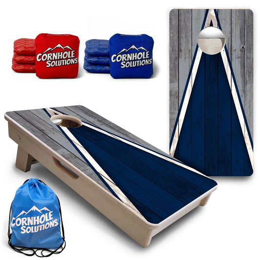 Team Color Triangle - Mini or Vacation Size Cornhole Boards (Navy Blue & Grey)