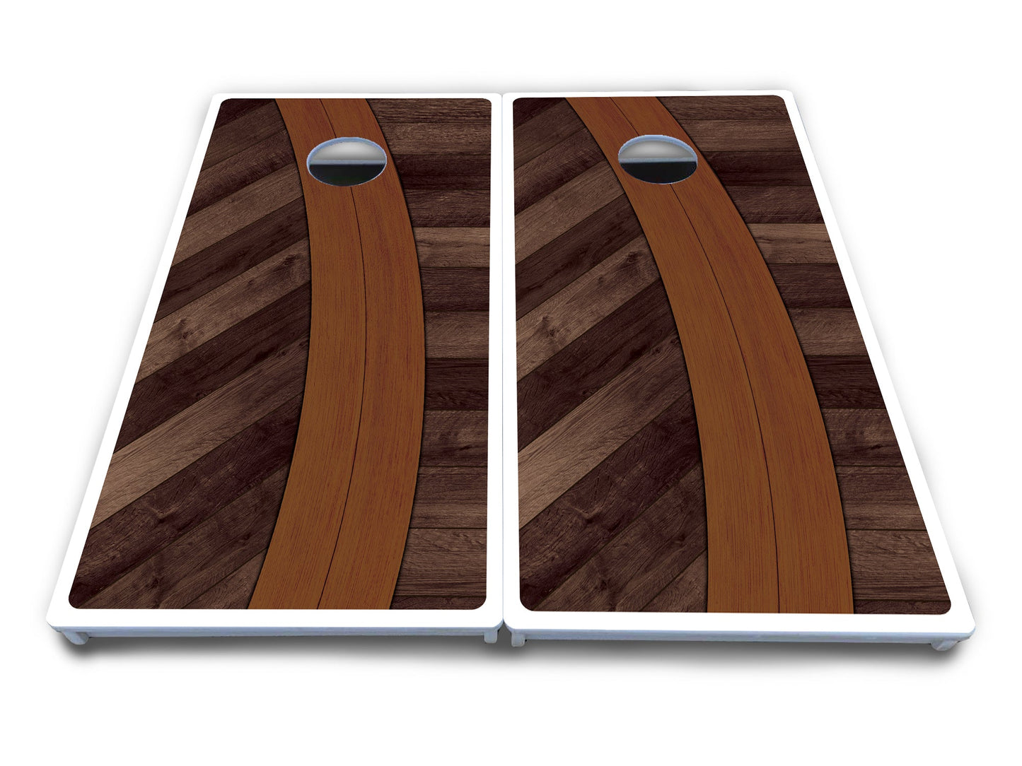 Curved Herringbone Cornhole Boards - All Weather Series