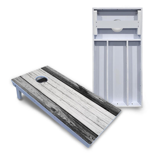 Grey Two Tone Slats Cornhole Boards - All Weather Series