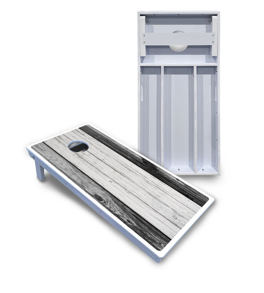 Grey Two Tone Slats Cornhole Boards - All Weather Series