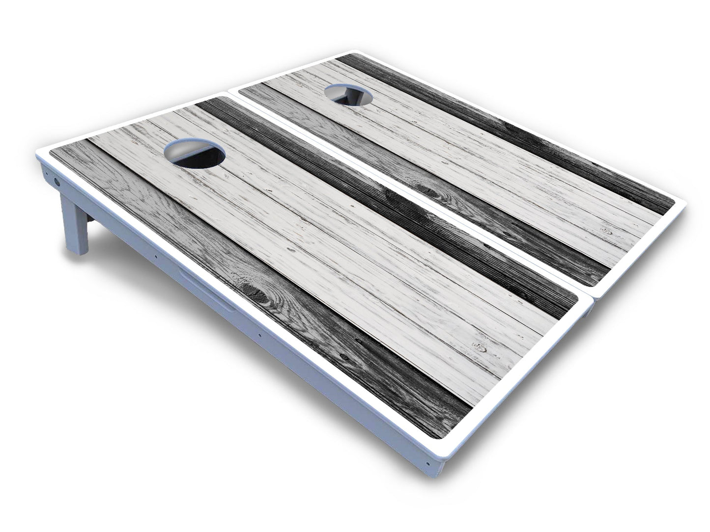 Grey Two Tone Slats Cornhole Boards - All Weather Series