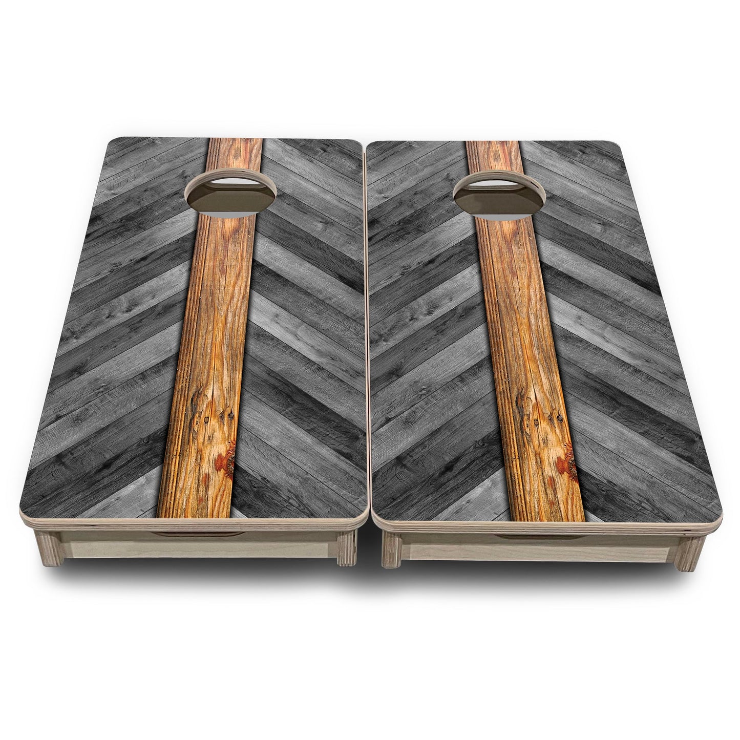 Mini Cornhole Boards - Grey Herringbone