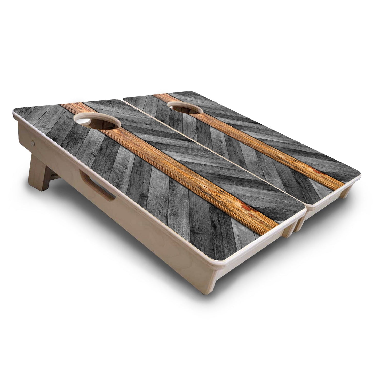 Grey Herringbone - Mini or Vacation Size Cornhole Boards