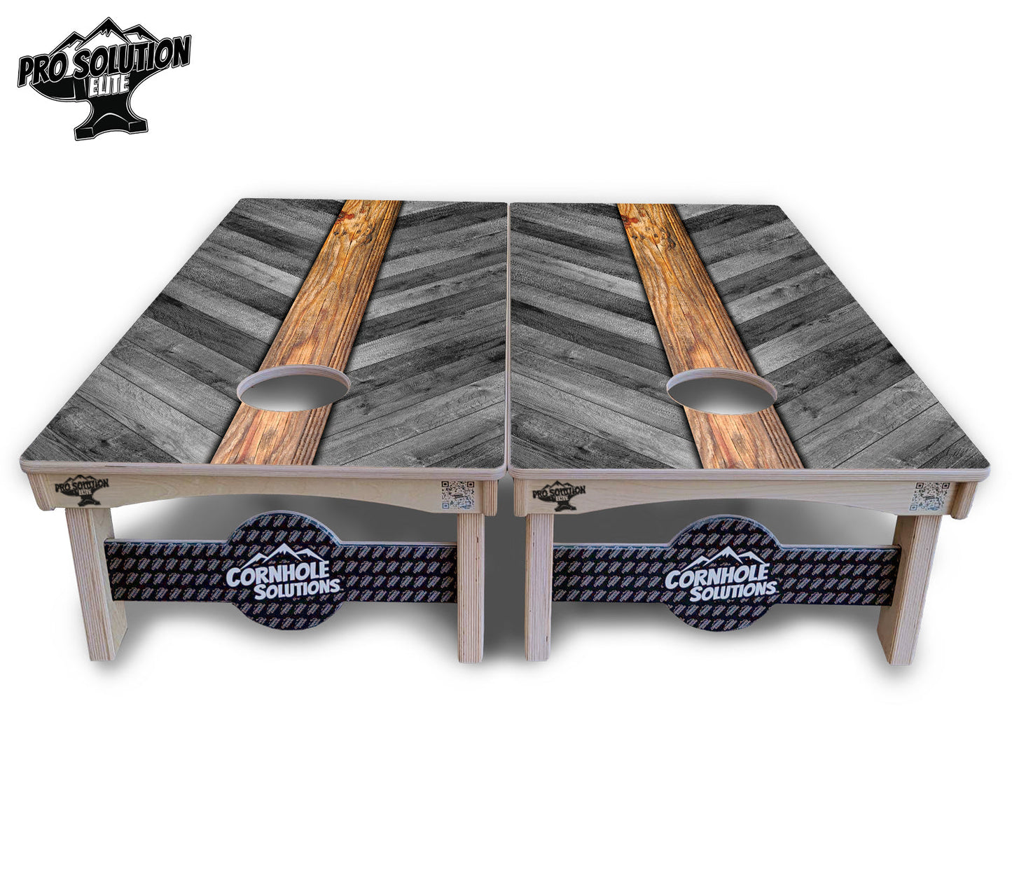 Grey Herringbone Cornhole Boards - Pro Solution Elite Series