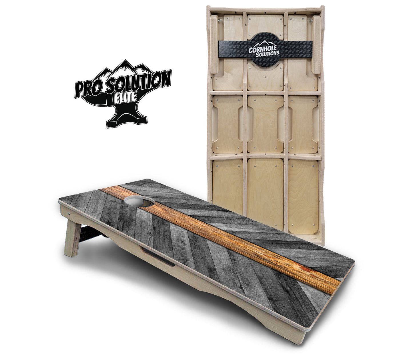 Grey Herringbone Cornhole Boards - Pro Solution Elite Series