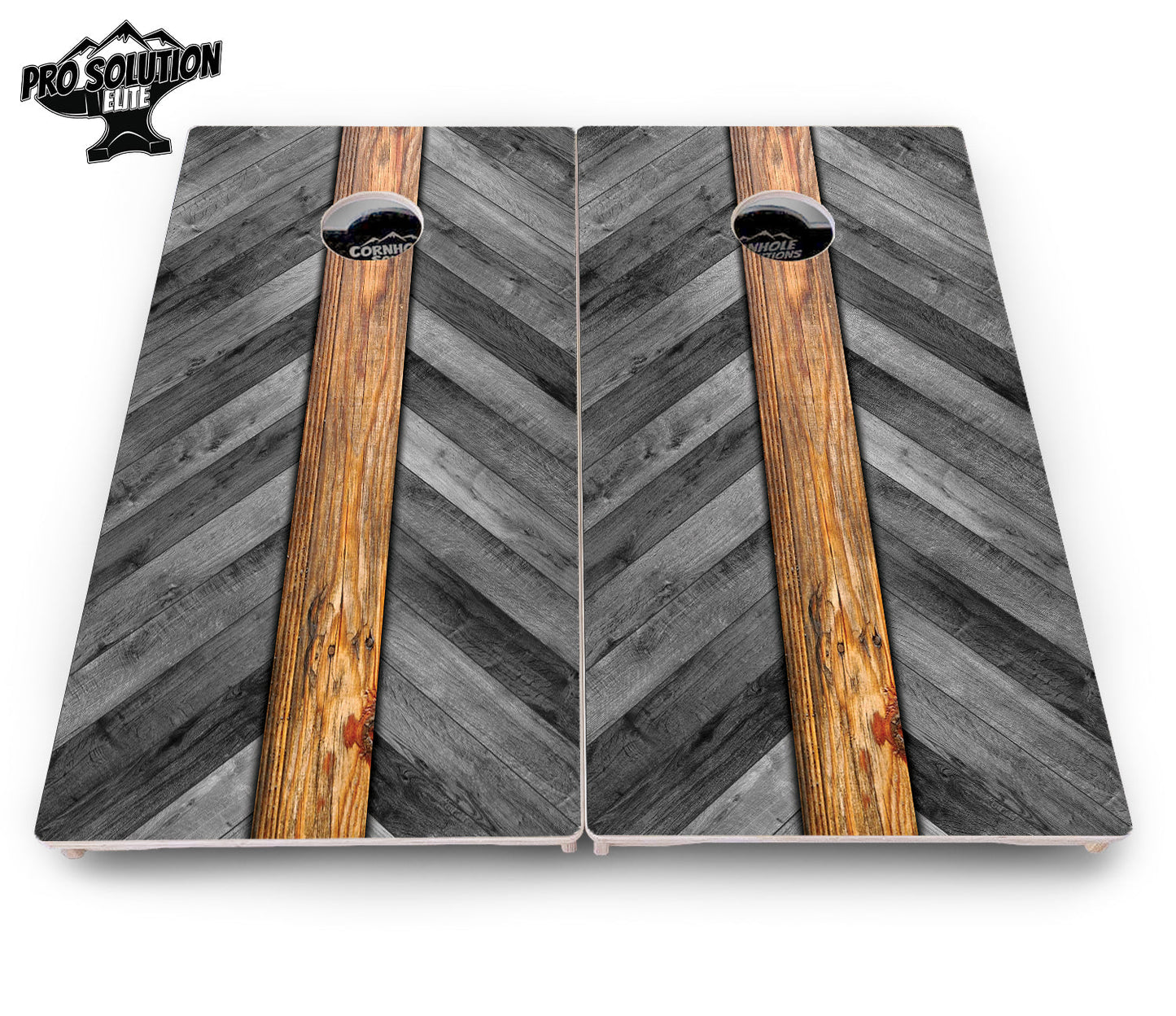 Grey Herringbone Cornhole Boards - Pro Solution Elite Series