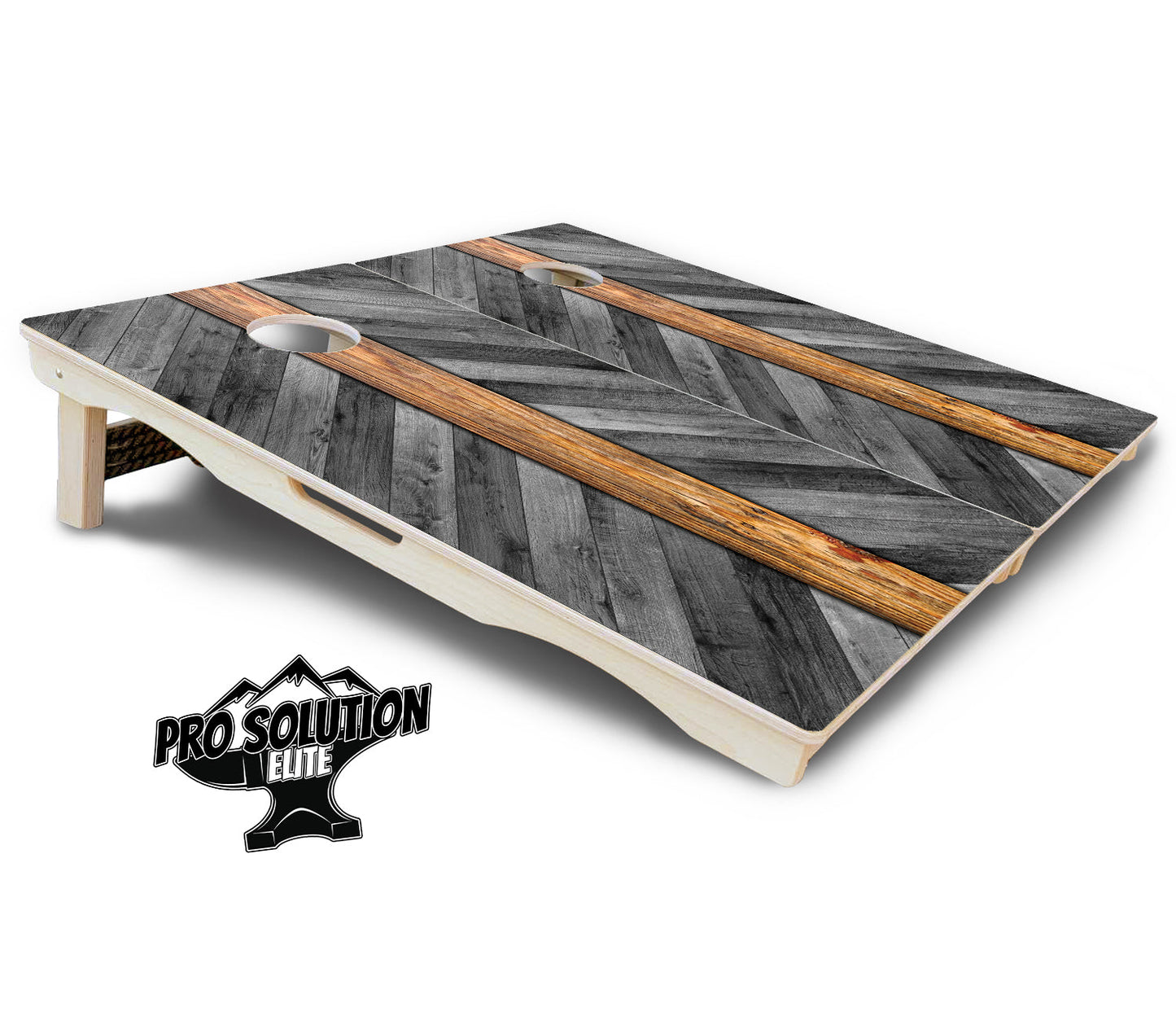 Grey Herringbone Cornhole Boards - Pro Solution Elite Series