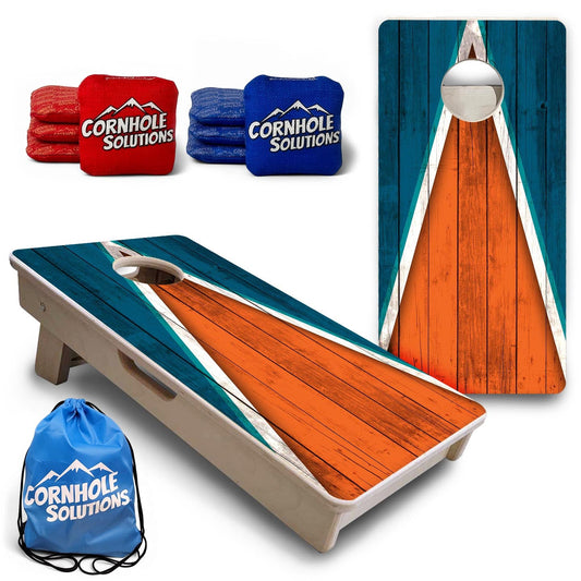 Team Color Triangle - Mini or Vacation Size Cornhole Boards (Orange & Turquoise)