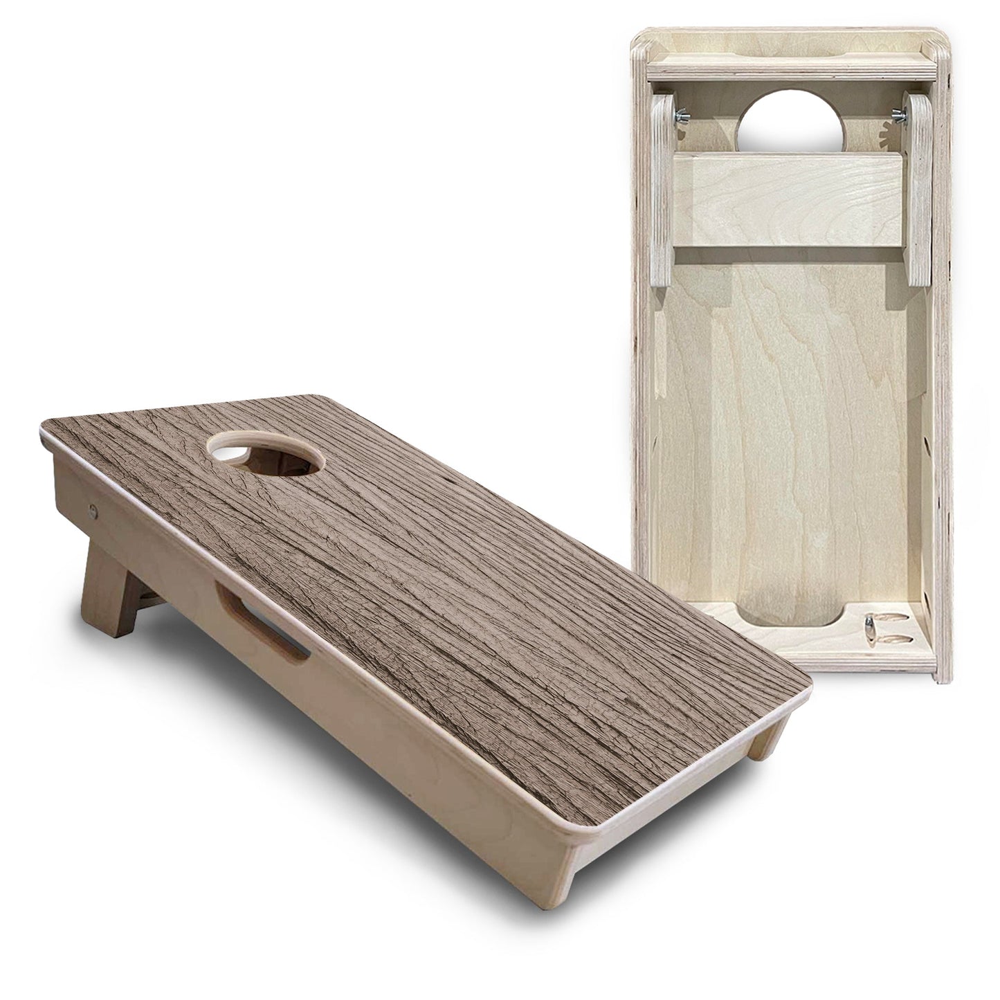 Mini Cornhole Boards - Tan Grey Wood