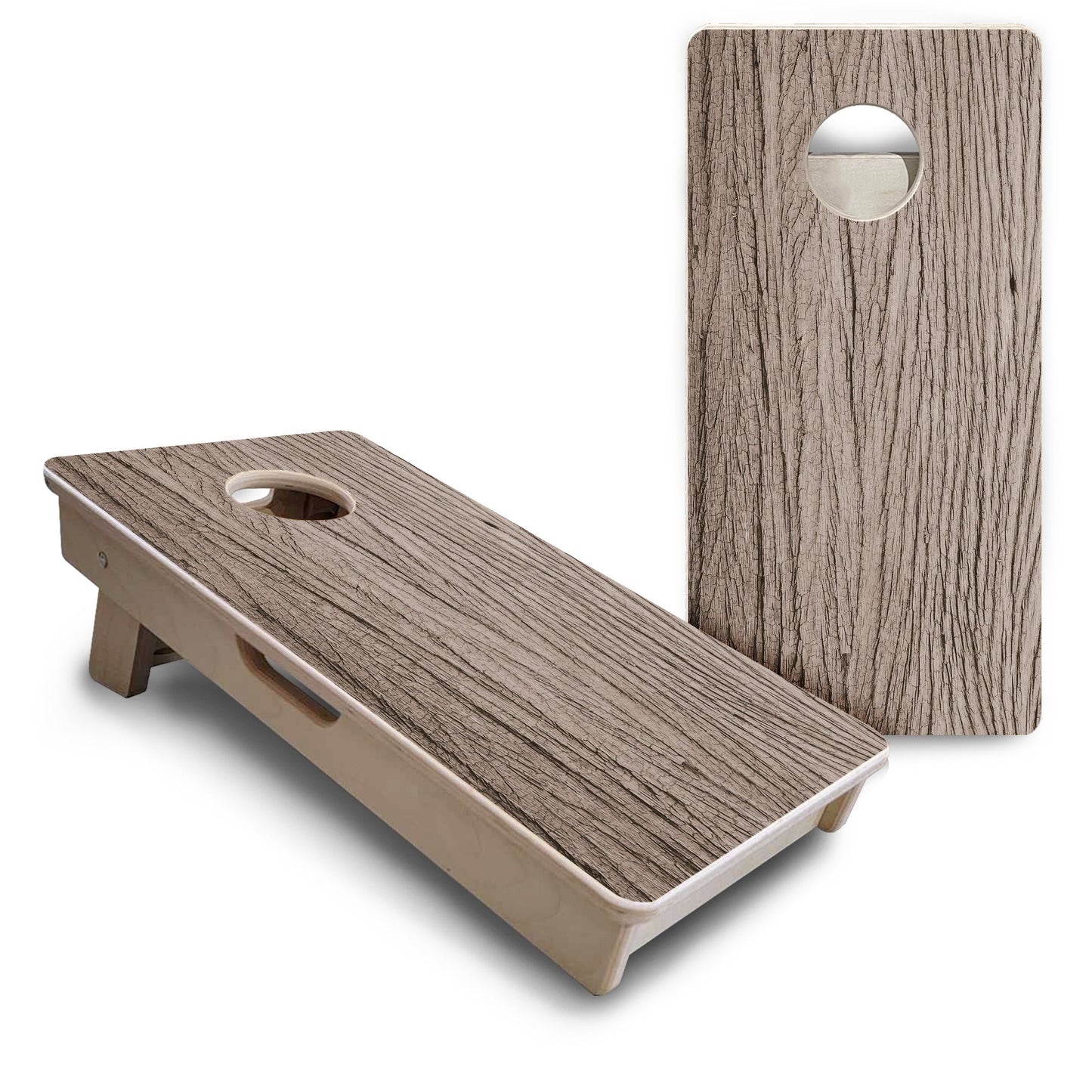 Mini Cornhole Boards - Tan Grey Wood