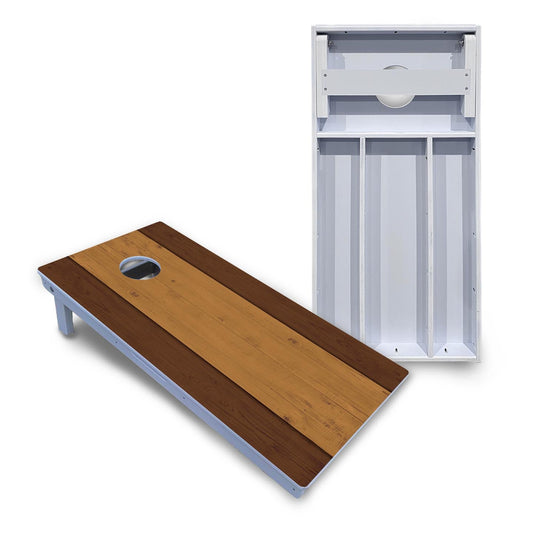 Brown Two Tone Planks Cornhole Boards - All Weather Series