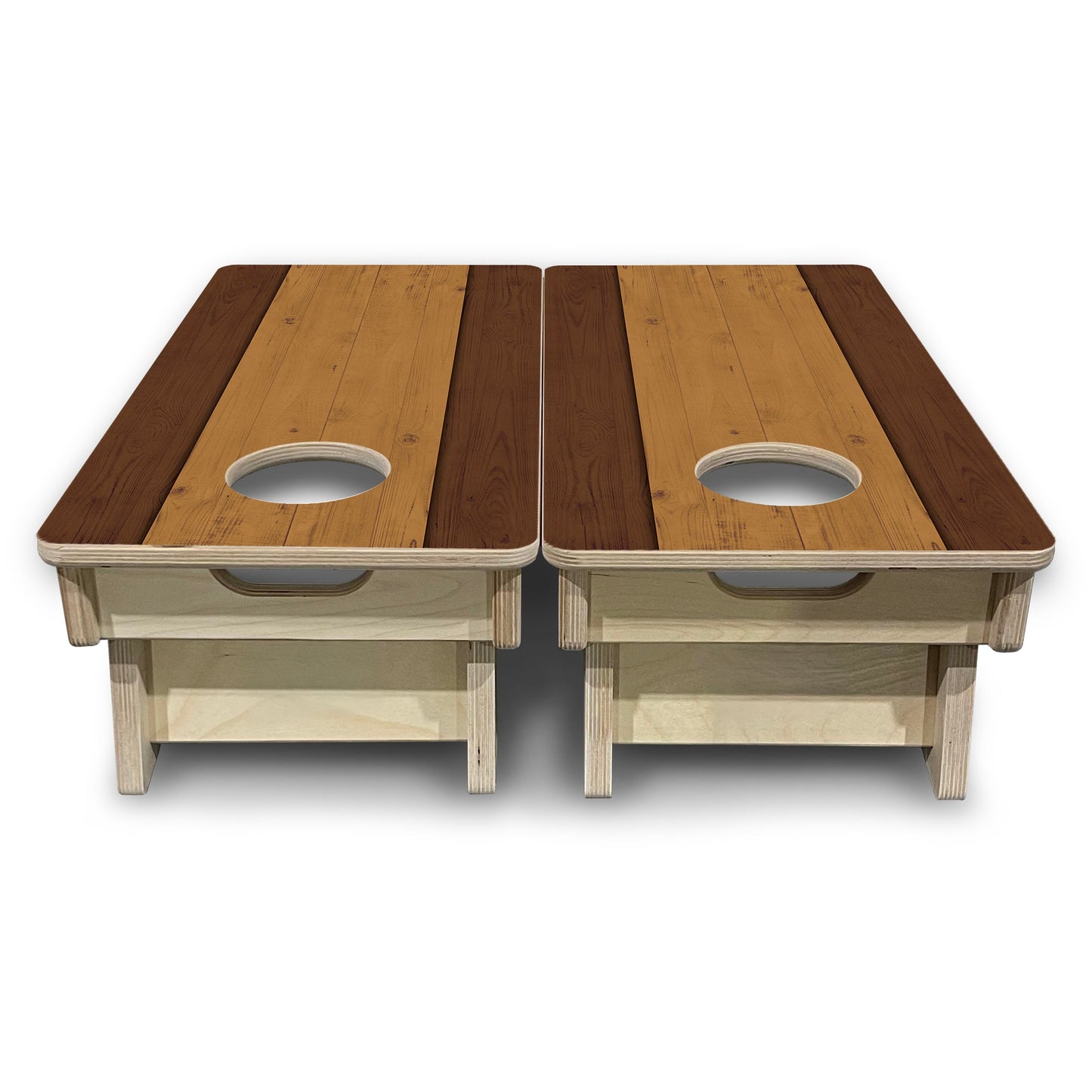 Mini Cornhole Boards - Brown Two Tone Planks