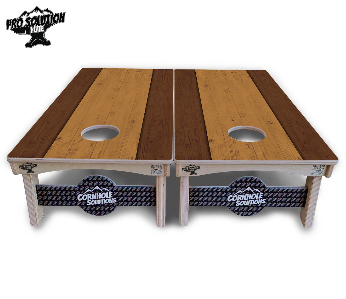 Brown Two Tone Planks Cornhole Boards - Pro Solution Elite Series