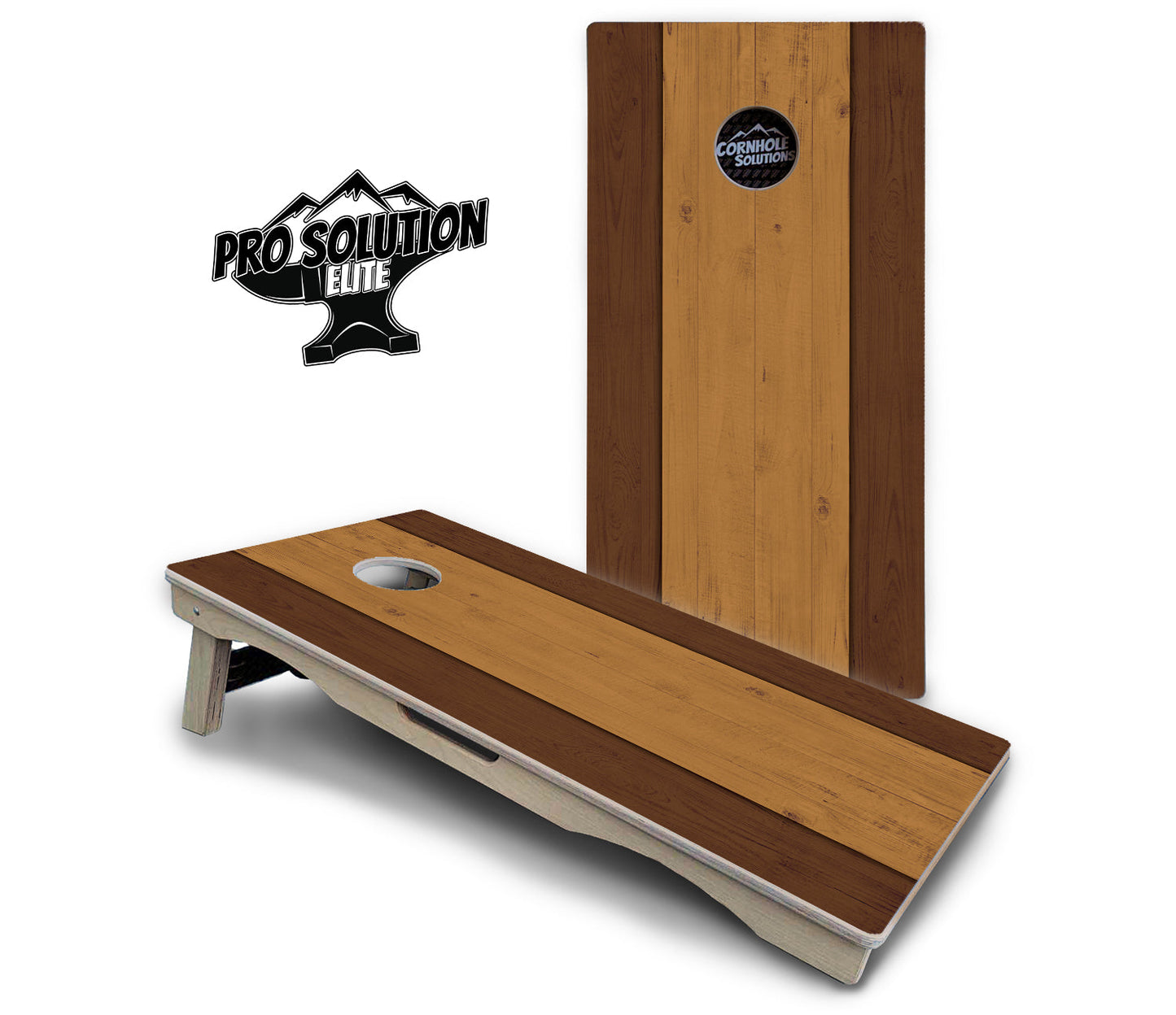 Brown Two Tone Planks Cornhole Boards - Pro Solution Elite Series