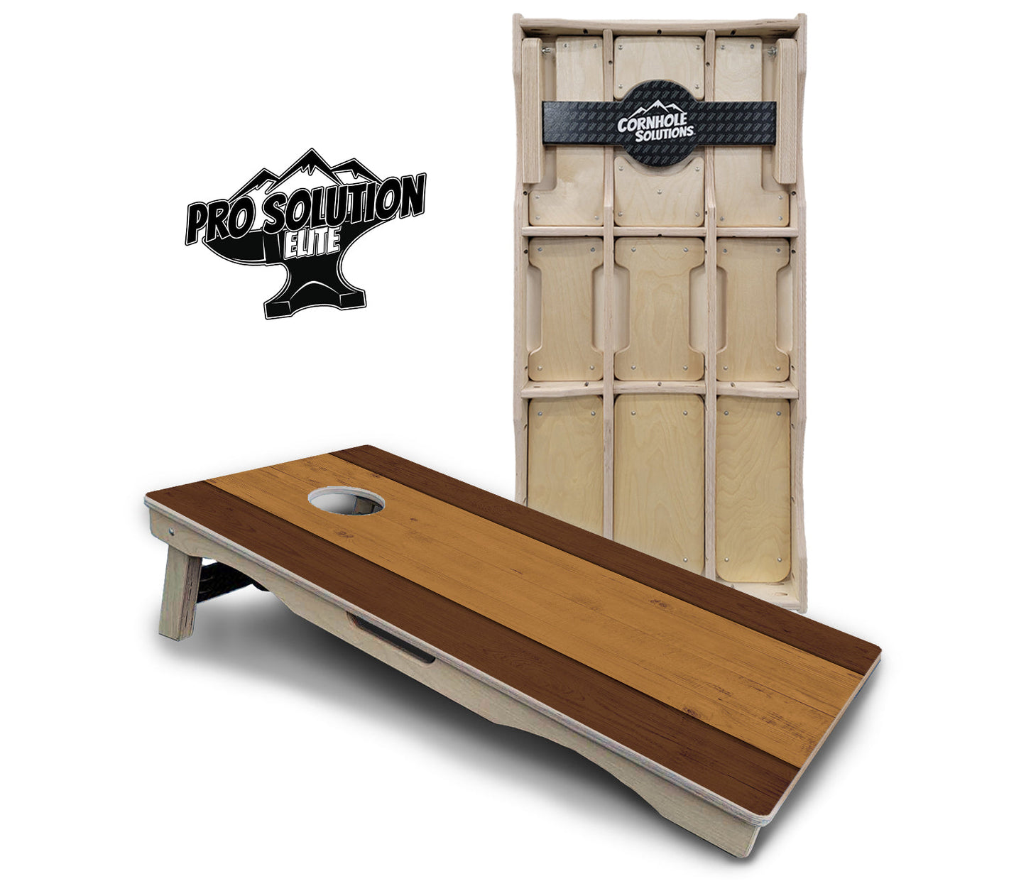 Brown Two Tone Planks Cornhole Boards - Pro Solution Elite Series