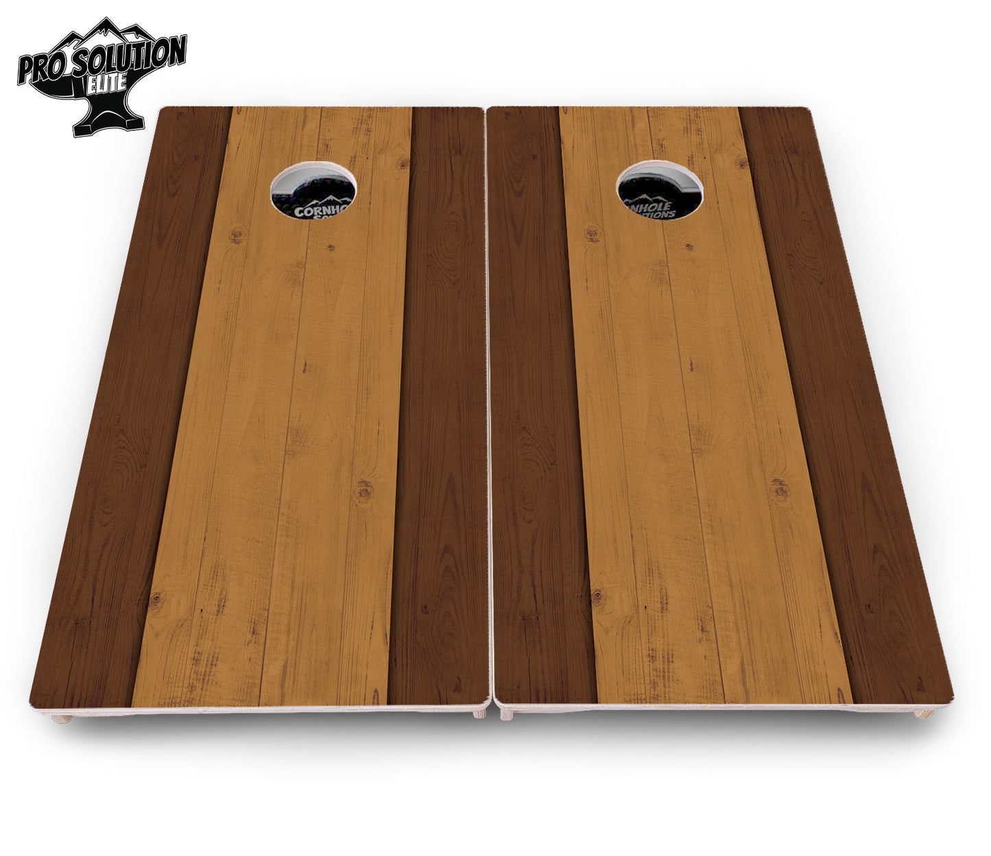 Brown Two Tone Planks Cornhole Boards - Pro Solution Elite Series