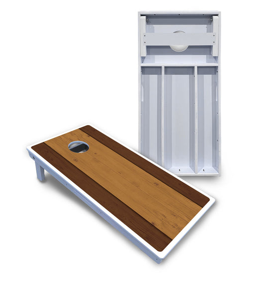 Brown Two Tone Planks Cornhole Boards - All Weather Series