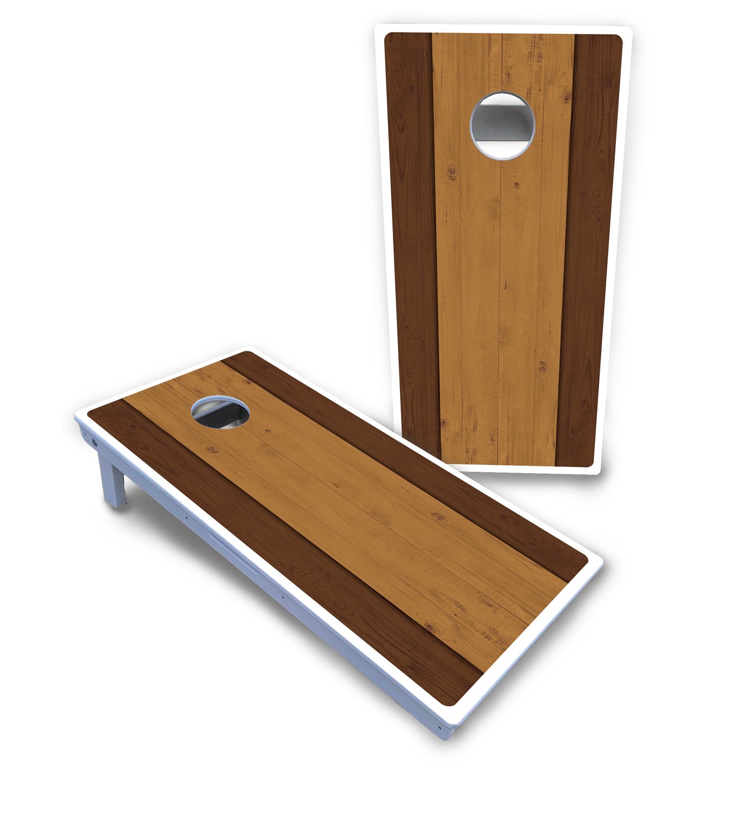 Brown Two Tone Planks Cornhole Boards - All Weather Series