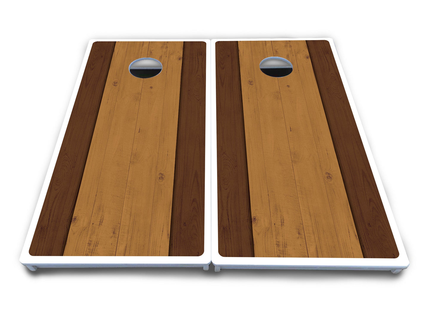 Brown Two Tone Planks Cornhole Boards - All Weather Series
