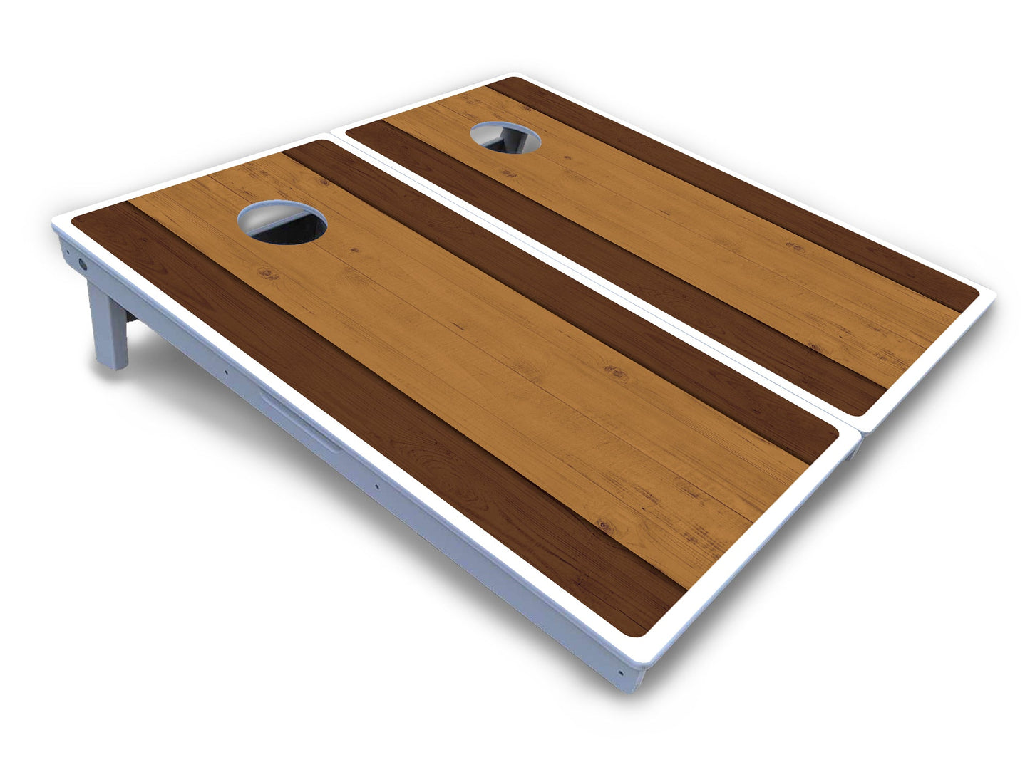 Brown Two Tone Planks Cornhole Boards - All Weather Series