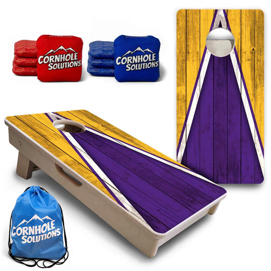 Team Color Triangle - Mini or Vacation Size Cornhole Boards (Purple & Gold)
